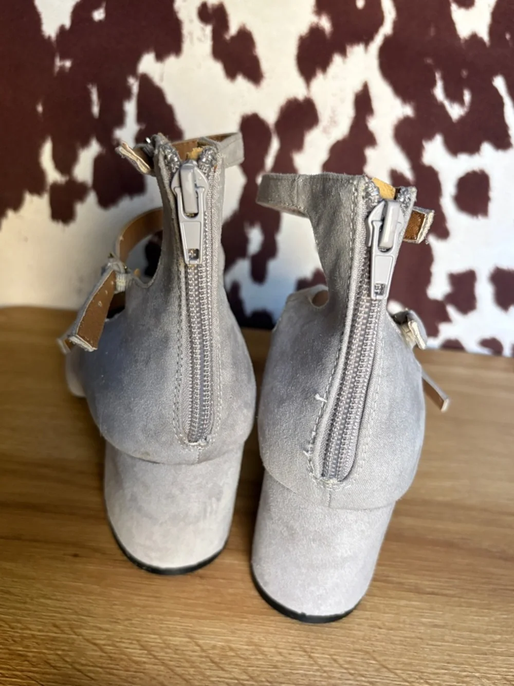 Qupid Light Gray Suede Mary Jane Style 2.5